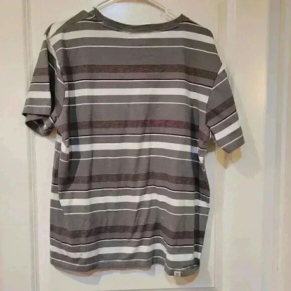 Vans Men's Gray/White/Purple & Brown Color Striped Cotton T-Shirt - Picture 7 of 11